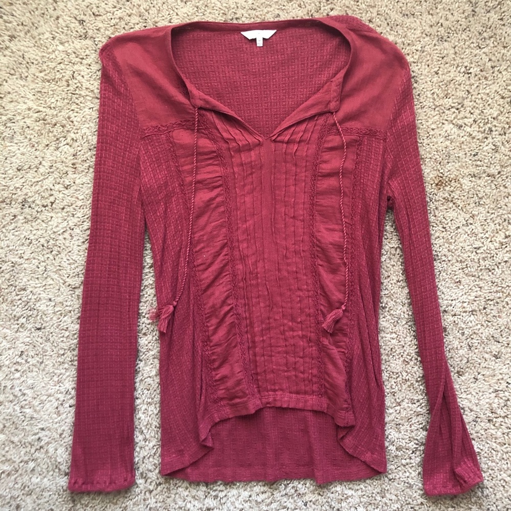 Red, Bohemian long sleeve shirt